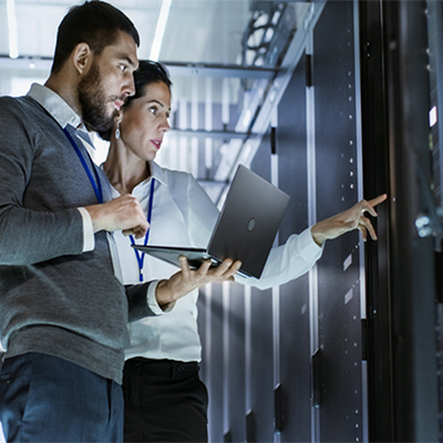 Two people working on a project