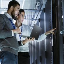 Two people working on a project